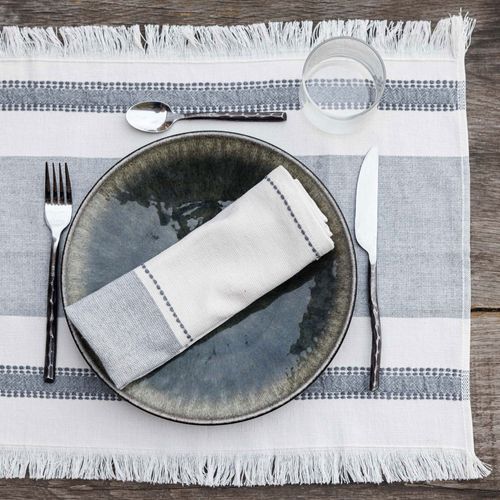 Lot De 4 Serviettes De Table Polycoton 43x43 Cm Aksel Marron Havane