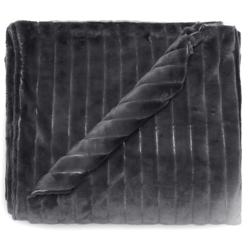 Dessus De Lit 180x230 Cm Hermine Fausse Fourrure Gris Ardoise