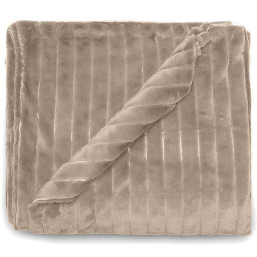 Dessus De Lit 220x230 Cm Hermine Fausse Fourrure Beige Naturel