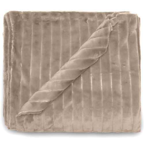 Dessus De Lit 260x230 Cm Hermine Fausse Fourrure Beige Naturel