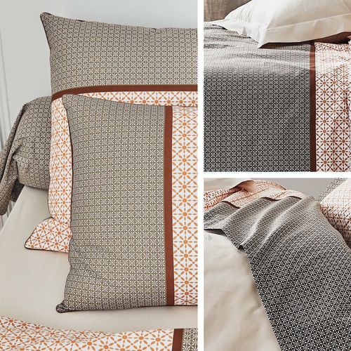 Parure De Lit 260x240 Cm Percale Coton Gabin Marron Epice 3 Pièces