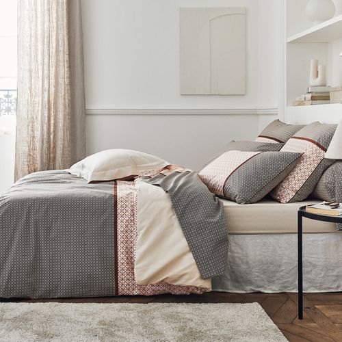 Parure De Lit 260x240 Cm Percale Coton Gabin Marron Epice 3 Pièces