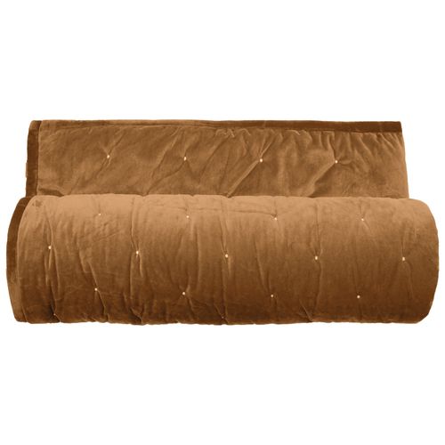 Couvre-lit 180x240 Gipsy Velours Piquage Points Brodés Marron Camel