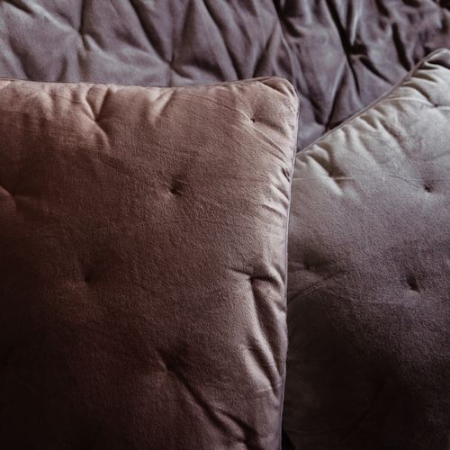 Couvre-lit 220x240 Gipsy Velours Piquage Points Brodés Gris Bison