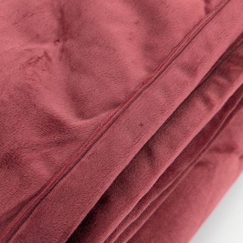Couvre-lit 240x260 Gipsy Velours Piquage Points Brodés Rose Pourpre