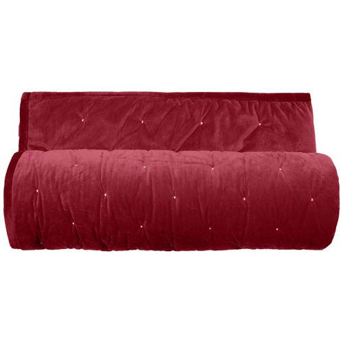Couvre-lit 240x260 Gipsy Velours Piquage Points Brodés Rose Pourpre