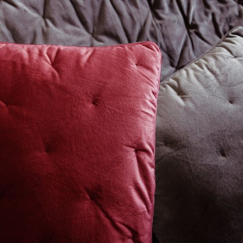 Couvre-lit 240x260 Gipsy Velours Piquage Points Brodés Rose Pourpre