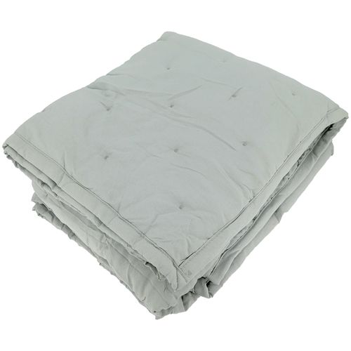 Couvre-lit 220x240 Cm Celeste Velours Piquage Points Brodés Vert Lichen