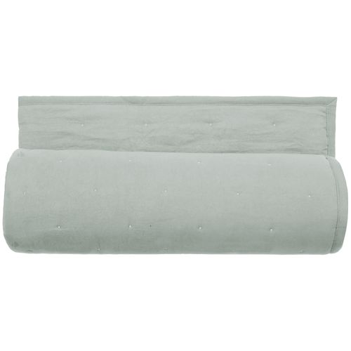 Couvre-lit 220x240 Cm Celeste Velours Piquage Points Brodés Vert Lichen
