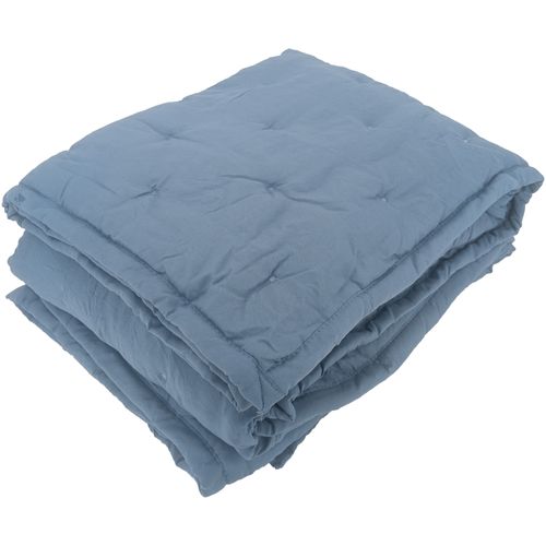 Plaid 150x200 Cm Celeste Microfibre Points Brodés Bleu Métal