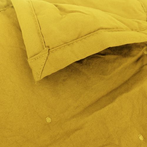 Plaid 150x200 Cm Celeste Microfibre Points Brodés Jaune Gold
