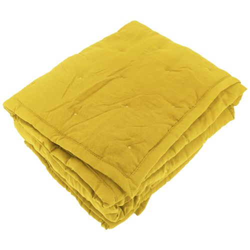Plaid 150x200 Cm Celeste Microfibre Points Brodés Jaune Gold