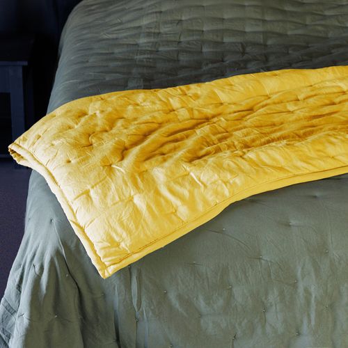 Plaid 150x200 Cm Celeste Microfibre Points Brodés Jaune Gold