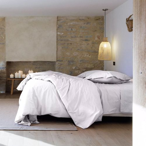 Drap Housse Uni 90x190 Cm Bonnet 35 Cm Percale De Coton Manoir Gris Perle
