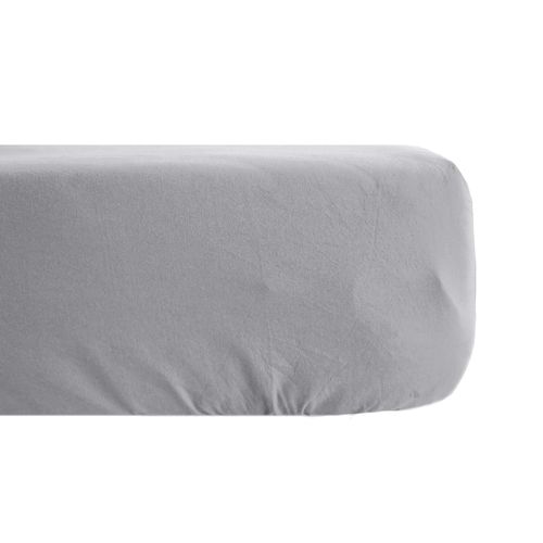 Drap Housse Uni 90x190 Cm Bonnet 35 Cm Percale De Coton Manoir Gris Acier