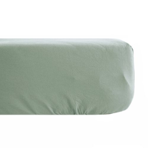 Drap Housse Uni 80x200 Cm Bonnet 35 Cm Percale De Coton Manoir Vert Lichen
