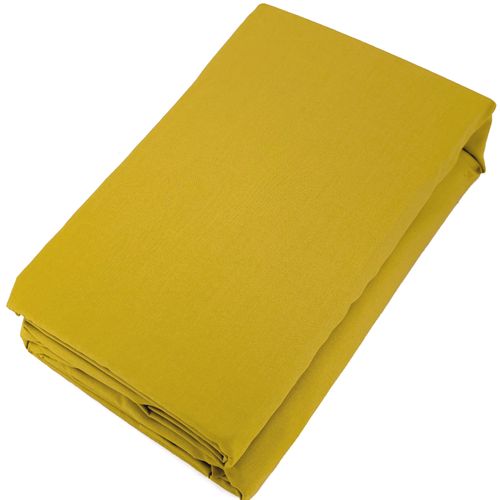 Drap Housse Uni 80x200 Cm Bonnet 35 Cm Percale De Coton Manoir Jaune Moutarde