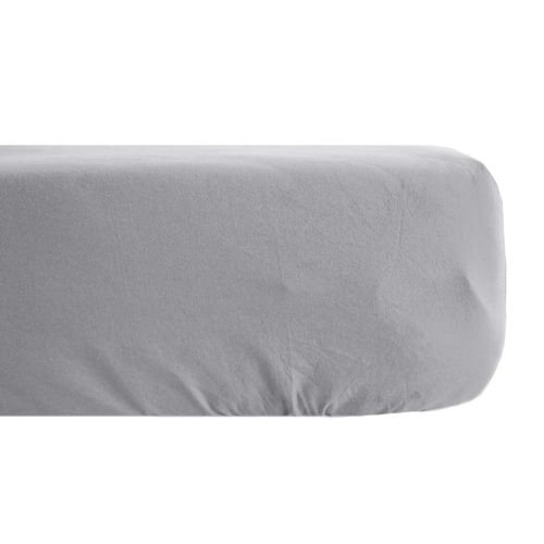 Drap Housse Uni 160x200 Cm Bonnet 35 Cm Percale De Coton Manoir Gris Acier