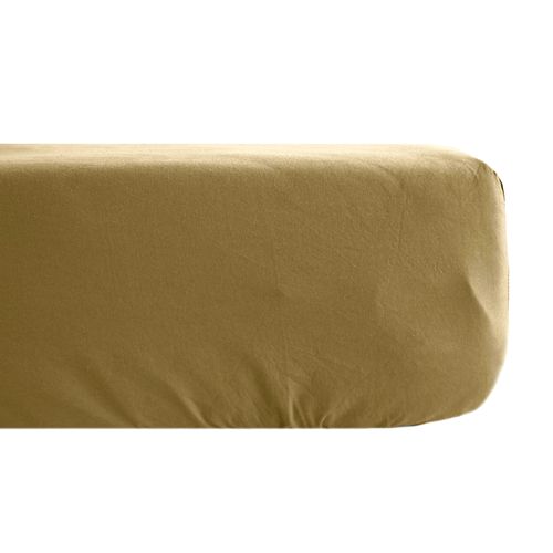 Drap Housse Uni 160x200 Cm Bonnet 35 Cm Percale De Coton Manoir Marron Cognac