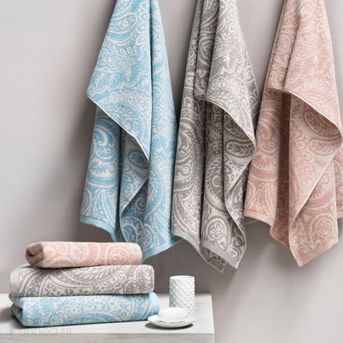 Drap De Douche Coton 70x140 Cm Motif Mandala Collection Plenty Gris