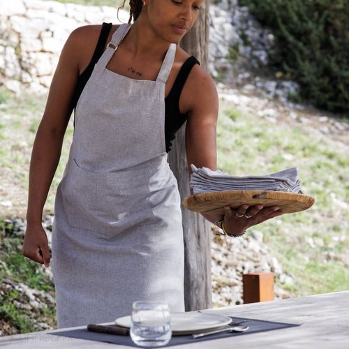 Tablier De Cuisine Coton 70x90cm Collection Yuco Bleu Jade