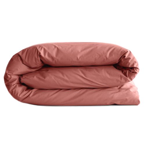 Housse De Couette Uni 240x220 Cm Percale De Coton Manoir Rose Pêche