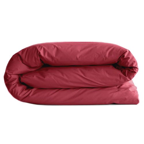 Housse De Couette Uni 240x220 Cm Percale De Coton Manoir Rouge Carmin
