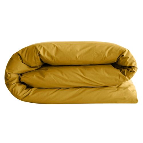 Housse De Couette Uni 200x200 Cm Percale De Coton Manoir Jaune Curry