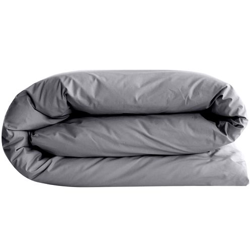 Housse De Couette Uni 140x200 Cm Percale De Coton Manoir Gris Ardoise