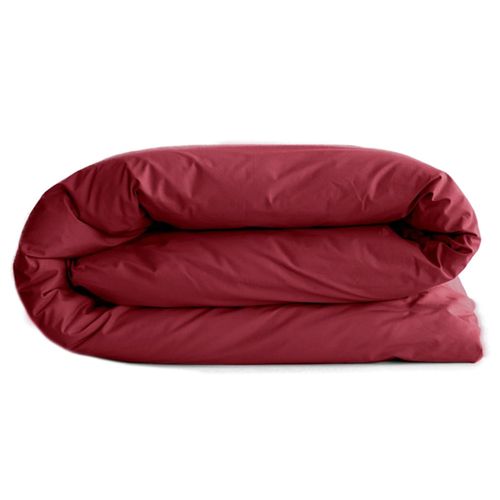 Housse De Couette Uni 140x200 Cm Percale De Coton Manoir Rouge Carmin