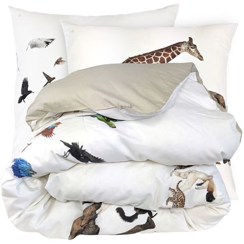 Parure De Lit 140x200 Cm 65x65 Cm Percale De Coton Noé Blanc 2 Pièces