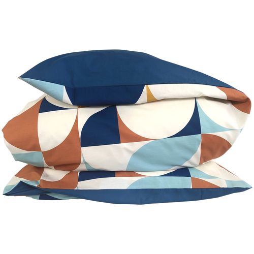 Housse De Couette 260x240 Cm Percale De Coton Modulo Bleu Cobalt