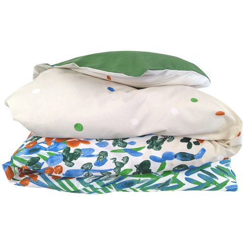 Housse De Couette 280x240 Cm En Coton Évasion Blanc Vert