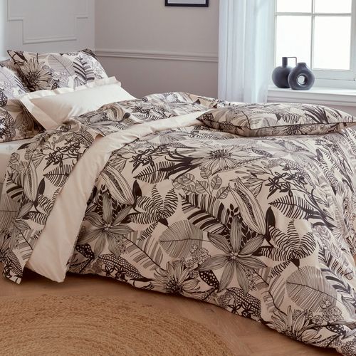 Housse De Couette 280x240 Cm Percale De Coton Alba Beige/noir