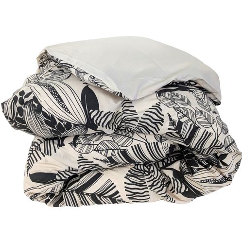 Housse De Couette 280x240 Cm Percale De Coton Alba Beige/noir