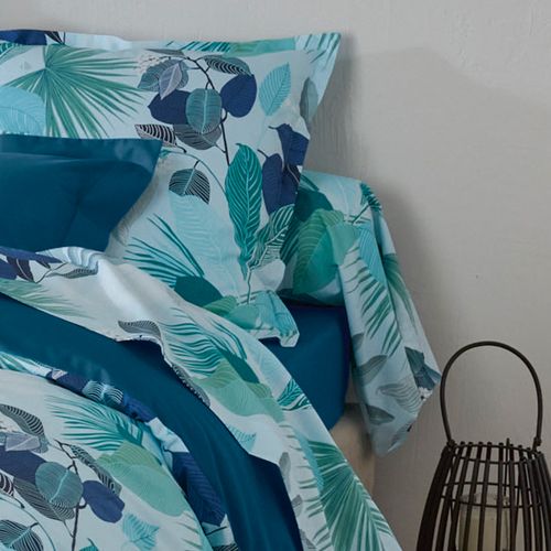 Taie De Traversin 200x43 Cm Percale De Coton Moorea Pacific Bleu/vert