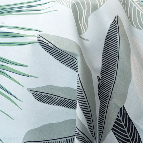 Taie De Traversin 240x43 Cm Percale De Coton Moorea Pacific Bleu/vert