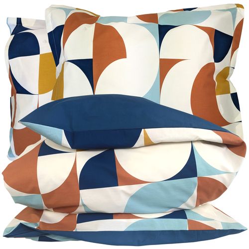 Parure 260x240 Cm 50x70 Cm Percale Modulo Bleu Cobalt 3 Pièces