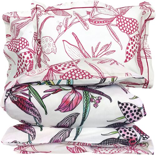 Parure De Lit 260x240 Cm 50x70 Cm Coton Pénélope Rose 3 Pièces