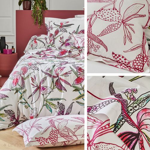 Parure De Lit 260x240 Cm 50x70 Cm Coton Pénélope Rose 3 Pièces