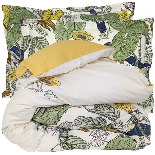 Parure De Lit 260x240 Cm 50x70 Cm Coton Toco Vert 3 Pièces