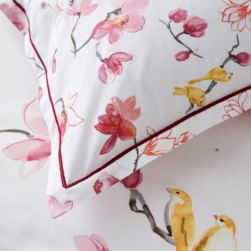 Parure De Lit 300x240 Cm 50x70 Cm Percale Elisa Rose 3 Pièces