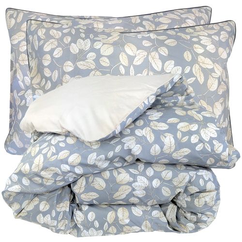 Parure De Lit 260x240 Cm 50x70 Cm Percale De Coton Lison Gris 3 Pièces