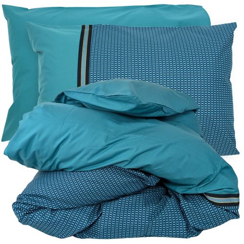 Parure De Lit 240x220 Cm 50x70 Percale Gustav Vert Emeraude 3 Pièces