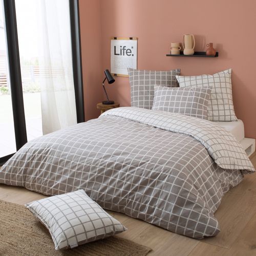 Parure De Lit 200x200 Cm 50x70 Cm Percale Ddm Max Gris 3 Pièces