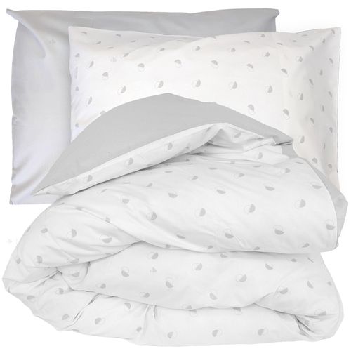 Parure De Lit 140x200 Cm 50x70 Cm Percale Alex Gris Nuage 2 Pièces