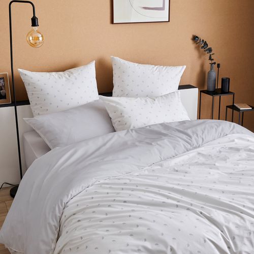 Parure De Lit 140x200 Cm 50x70 Cm Percale Alex Gris Nuage 2 Pièces