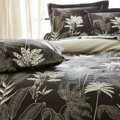 Parure De Lit 240x220 Cm 50x70 Cm Satin Cayenne Noir Ebène 3 Pièces