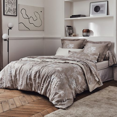 Parure De Lit 260x240 Cm 50x70 Cm Satin Cayenne Beige Ficelle 3 Pièces