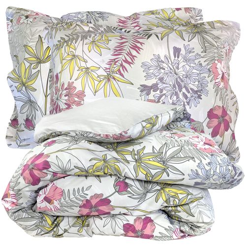 Parure De Lit 200x200 Cm Satin De Coton Anaïs Multicolore 3 Pièces Taies 50x70 Cm